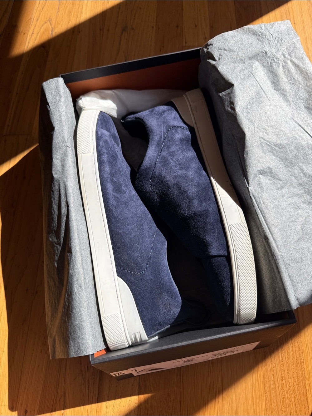 Zegna triple stitch suede sneakers